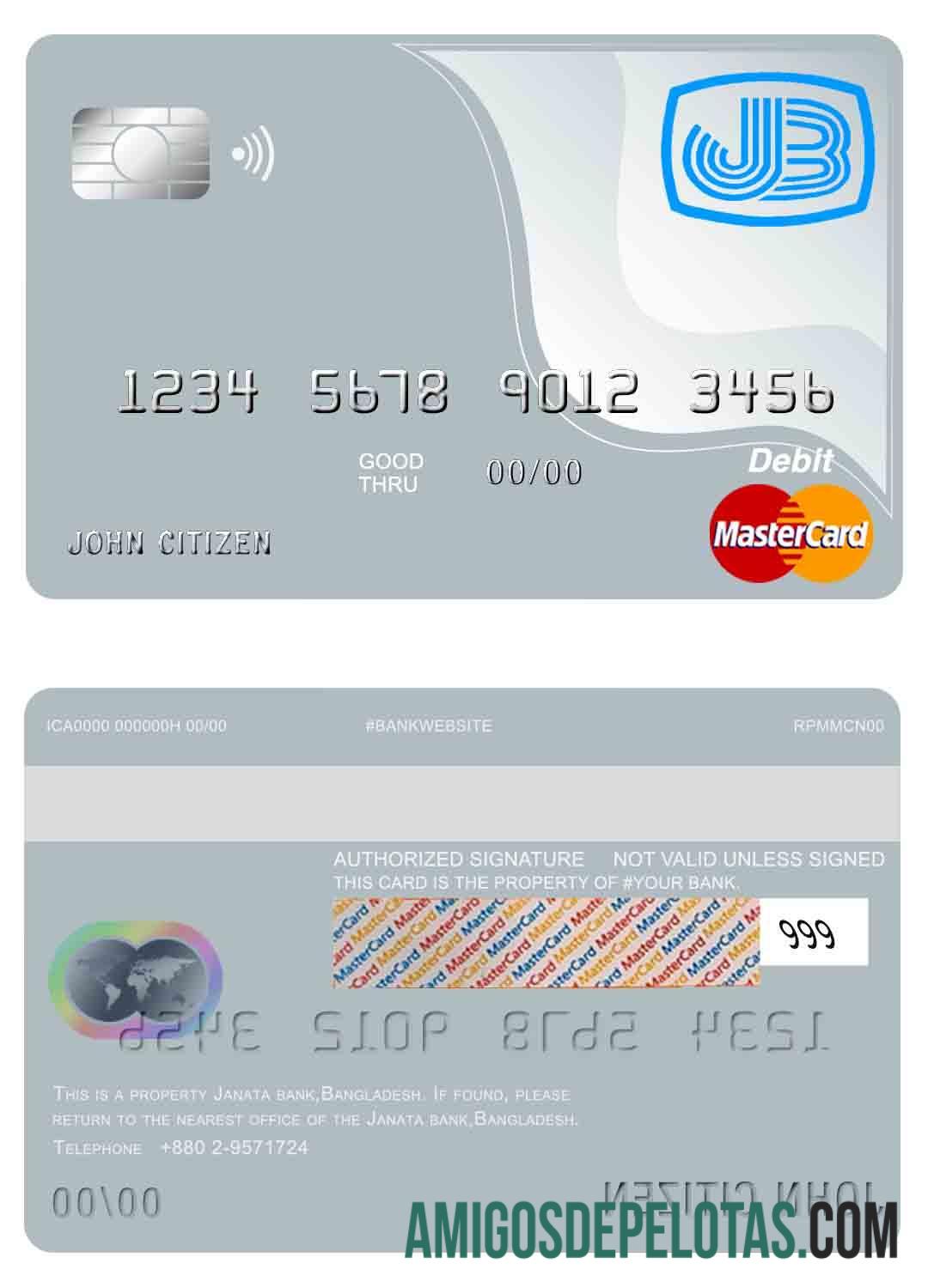 Bangladesh Janata Bank Mastercard exemplo real